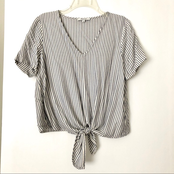 Madewell Tops - Madewell striped tie-waist top. Size medium